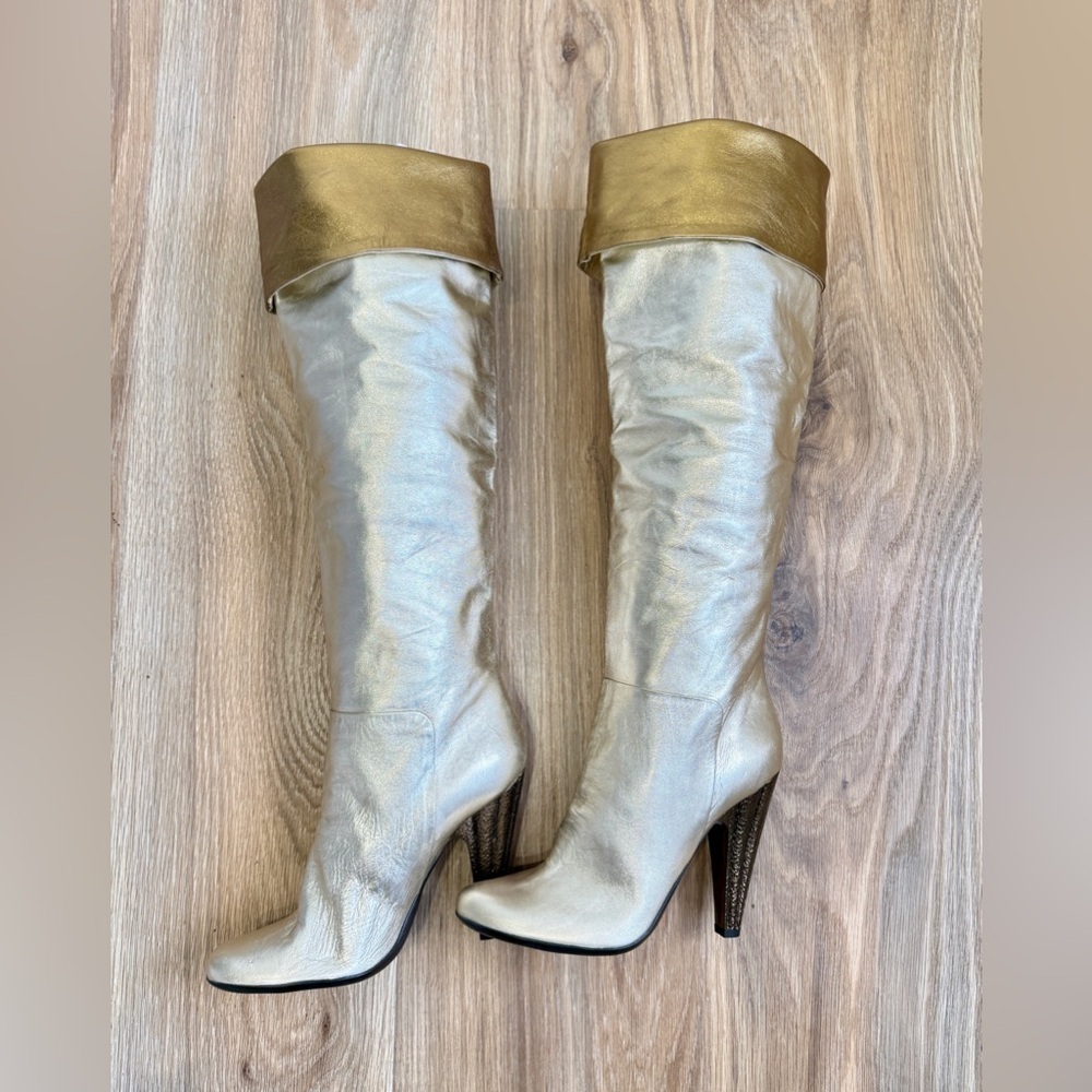 Giuseppe Zanotti Gold Metallic Over-the-Knee Boots Made in Italy - Picture 7 of 12